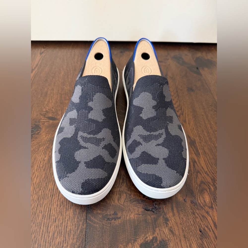 NWOT Rothy's Black and Gray Camouflage Slip-Ons Never Worn Size 10 1/2